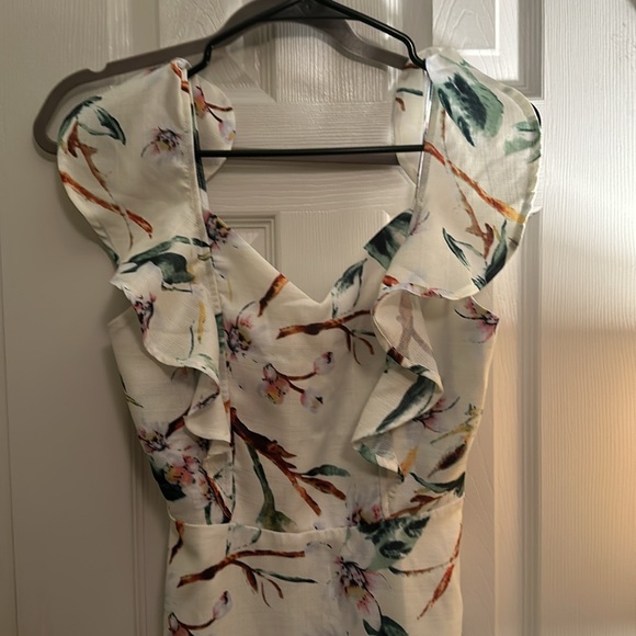 XS pale yellow floral midi J.O.A. dress - Picture 5 of 10